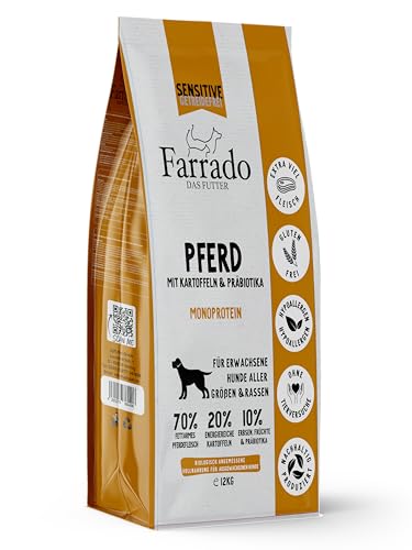 Farrado Pferd - Hundetrockenfutter für ausgewachsene Hunde Aller Rassen - getreidefrei, glutenfrei, zuckerfrei (12kg) von Farrado