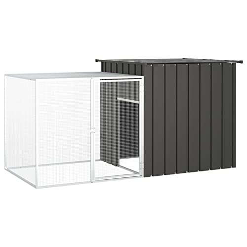 Fasba Hühnerkäfig Hühnerstall Hühnerhaus Geflügelstall Freilaufgehege Hühnervoliere Kaninchenstall Anthrazit 200x91x100 cm Verzinkter Stahl von Fasba