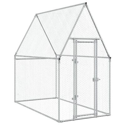 Fasba Hühnerkäfig Hühnerstall Hühnerhaus Geflügelstall Freilaufgehege Hühnervoliere Kaninchenstall Silbern 200x100x190 cm Verzinkter Stahl von Fasba