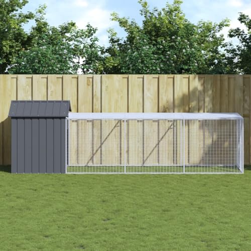 Fasba Hühnerkäfig Hühnerstall Hühnerhaus Geflügelstall Freilaufgehege Hühnervoliere Kaninchenstall mit Auslauf Anthrazit 117x405x123 cm Stahl Verzinkt von Fasba