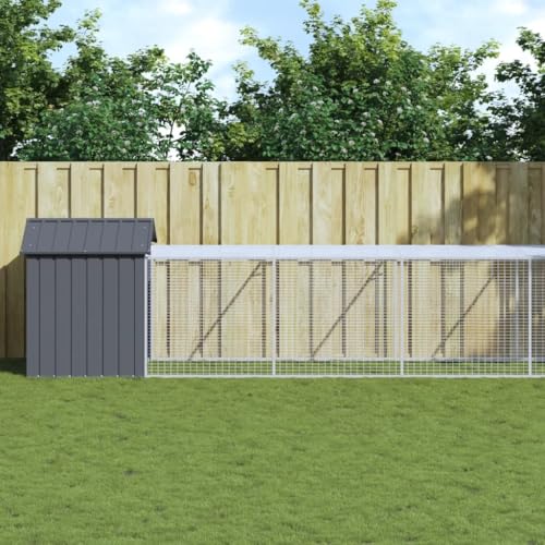 Fasba Hühnerkäfig Hühnerstall Hühnerhaus Geflügelstall Freilaufgehege Hühnervoliere Kaninchenstall mit Auslauf Anthrazit 117x813x123 cm Stahl Verzinkt von Fasba