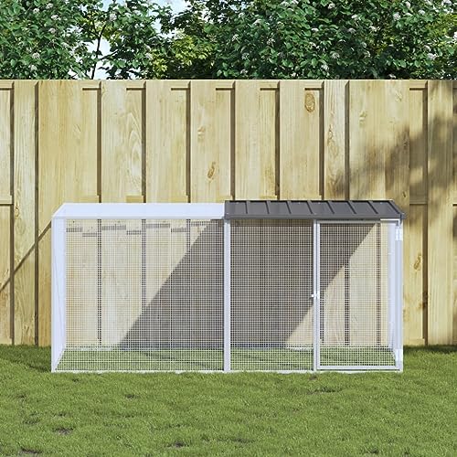 Fasba Hühnerkäfig Hühnerstall Hühnerhaus Geflügelstall Freilaufgehege Hühnervoliere Kaninchenstall mit Dach Anthrazit 203x98x90 cm Verzinkter Stahl von Fasba