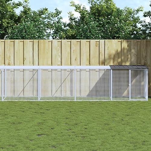 Fasba Hühnerkäfig Hühnerstall Hühnerhaus Geflügelstall Freilaufgehege Hühnervoliere Kaninchenstall mit Dach Anthrazit 803x98x90 cm Verzinkter Stahl von Fasba