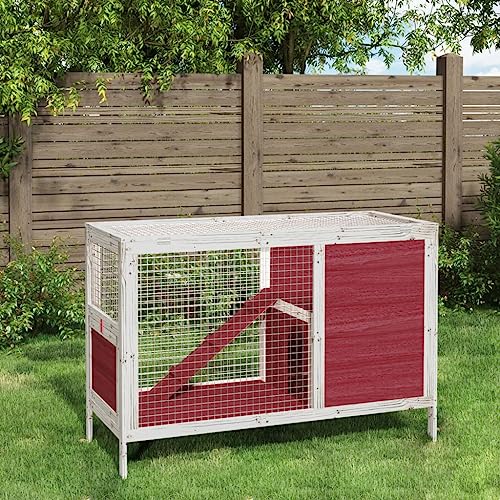 Fasba Kaninchenstall Hasenstall Kleintierhaus Kleintierstall Mokka 103x44x69,5 cm Massivholz Kiefer von Fasba