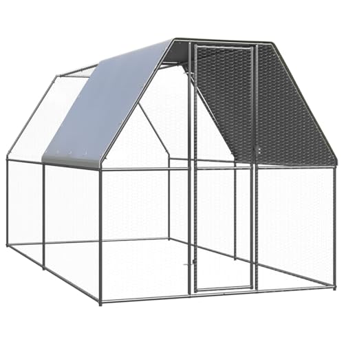 Fasba Outdoor-Hühnerkäfig Hühnerstall Hühnerhaus Geflügelstall Freilaufgehege Hühnervoliere Kaninchenstall 2x4x2 m Verzinkter Stahl von Fasba