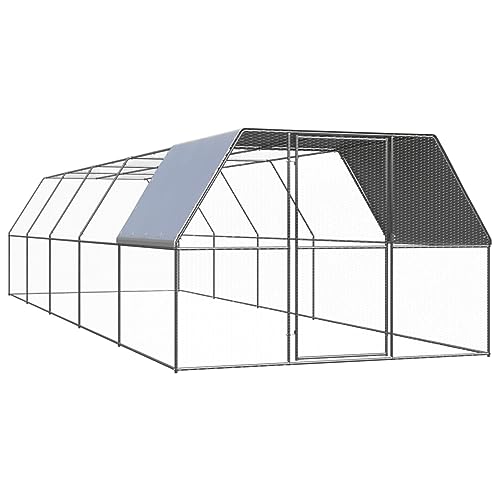 Fasba Outdoor-Hühnerkäfig Hühnerstall Hühnerhaus Geflügelstall Freilaufgehege Hühnervoliere Kaninchenstall 3x10x2 m Verzinkter Stahl von Fasba