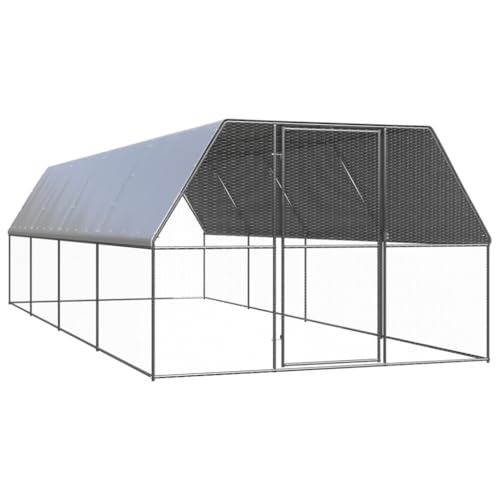 Fasba Outdoor-Hühnerkäfig Hühnerstall Hühnerhaus Geflügelstall Freilaufgehege Kaninchenstall 3x8x2 m Verzinkter Stahl von Fasba