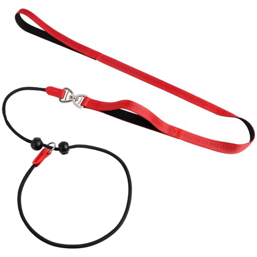 Retrieverleine für Hunde, mit bequemem Griff, verstellbares Halsband, 1,5 m, dünn, Anti-Ziehen, Anti-Ersticken, Trainingsseil für Outdoor-Welpen, kleine, mittelgroße und große Hunde, Rot / Schwarz Retrieverleine für Hunde, mit bequemem Griff, verstellbares Halsband, 1,5 m, dünn, Anti-Ziehen, Anti-Ersticken, Trainingsseil für Outdoor-Welpen, kleine, mittelgroße und große Hunde, Rot / Schwarz von Fascetta