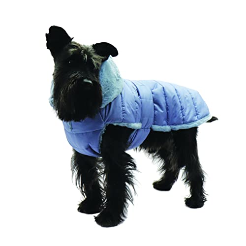 Fashion Dog Hunde-Steppmantel mit Kunstpelz-Futter - Azzurro - 27 cm von Fashion Dog