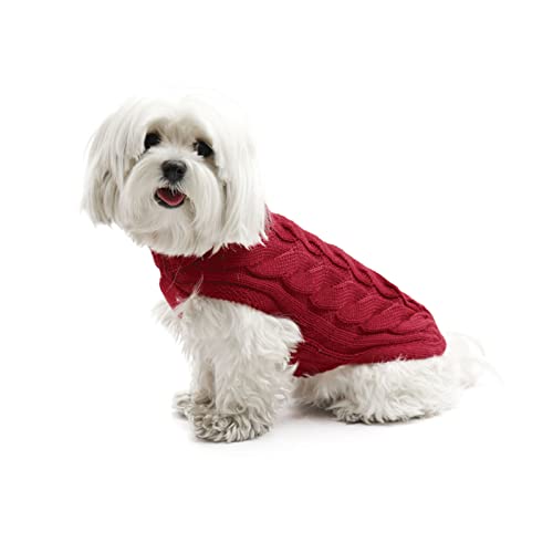 Fashion Dog Hunde-Strickpullover mit Zopfmuster - Bordeaux - 51 cm von Fashion Dog