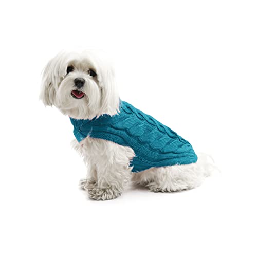 Fashion Dog Hunde-Strickpullover mit Zopfmuster - Petrol - 60 cm von Fashion Dog