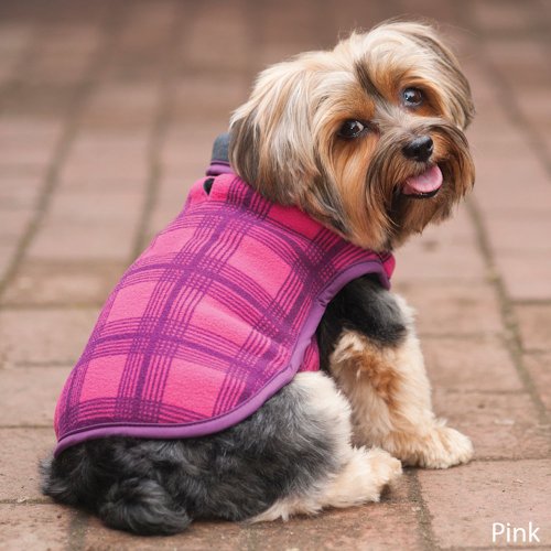 Fashion Pet Outdoor-Hundejacke aus Fleece, kariert, Größe S, Rosa von Fashion Pet