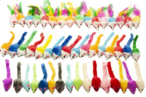 Fashion's Talk 48-Count Assorted Mice Cat Toys Furry Rattle Mouse Kitten Toy Mini Mäuse für Indoor Katzen Interaktives Spielen Farbe variiert Fashion's Talk 48-Count Assorted Mice Cat Toys Furry Rattle Mouse Kitten Toy Mini Mäuse für Indoor Katzen Interaktives Spielen Farbe variiert von Fashion's Talk
