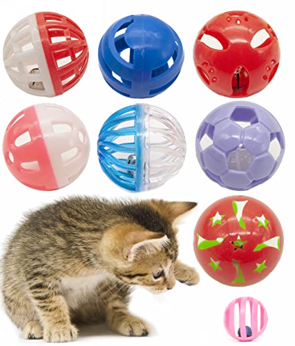 Fashion's Talk Katzenspielzeug aus Kunststoff, mit Glocke, Kätzchenspielzeug, verschiedene Farben, 7 Bälle von Fashion's Talk