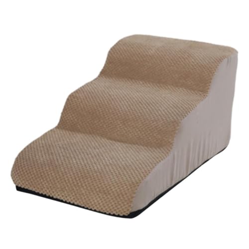 FashionCha Haustiertreppe Als Hunderampe Einstiegshilfe Und Kletterplattform mit Leichter Und Tragbarer Konstruktion Sowie Rutschhemmender Unterseite für Welpen, Camel von FashionCha