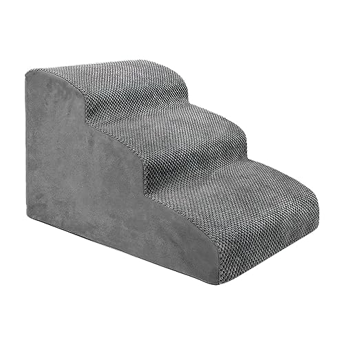 FashionCha Haustiertreppe Als Hunderampe Einstiegshilfe Und Kletterplattform mit Leichter Und Tragbarer Konstruktion Sowie Rutschhemmender Unterseite für Welpen, GRAU von FashionCha