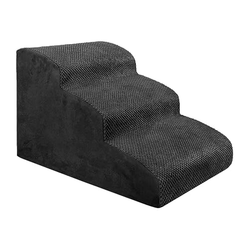 FashionCha Haustiertreppe Als Hunderampe Einstiegshilfe Und Kletterplattform mit Leichter Und Tragbarer Konstruktion Sowie Rutschhemmender Unterseite für Welpen, Schwarz von FashionCha