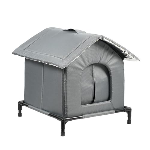 FashionCha Katzenhaus für Draußen wasserdichte Katzenhütte Winddichtes Katzenzelt Tierheim Und Haustierunterkunft mit Aluminiumfolie Isoliert für Die De, L von FashionCha