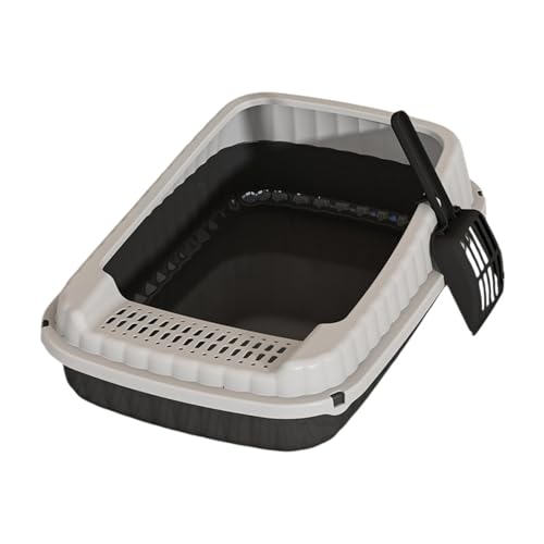 FashionCha Katzenklo mit offenem Design, tragbare Katzentoilette für Innenkatzen, Schwarz FashionCha Katzenklo mit offenem Design, tragbare Katzentoilette für Innenkatzen, Schwarz von FashionCha