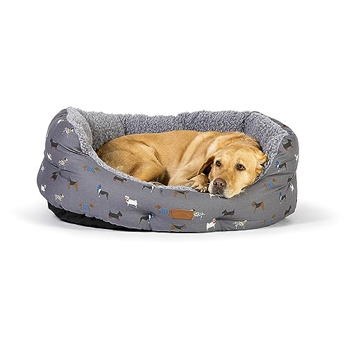 Danish Design FatFace Hundebett, marschierende Hunde, superweich, nachhaltig, 76,2 cm, Grau von Danish Design