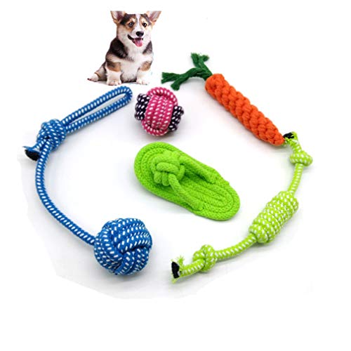 Fauhsto Hundespielzeug Set,Hund Seil Spielzeug Set,Interaktives Kauspielzeug Spielzeug,Vorteilhaft für die Zahnreinigung des Hundes,für Welpe Kleine/Mittlere Hunde,4-5 Stück von Fauhsto