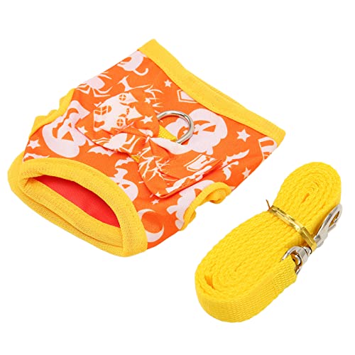 Fauitay Halloween Kürbismuster Kaninchenkleidung Kabelbaum Leine, Polyester Kleine Haustierweste mit Haken und Loop, Kostüm für Ihr Haustier Kaninchen (L) von Fauitay