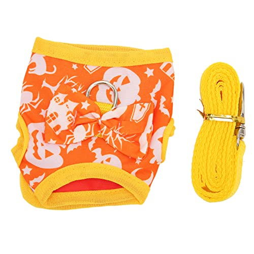 Fauitay Halloween Kürbismuster Kaninchenkleidung Kabelbaum Leine, Polyester Kleine Haustierweste mit Haken und Loop, Kostüm für Ihr Haustier Kaninchen (M) von Fauitay