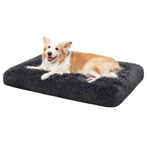 Favodormir Hundebett mittelgroße Hunde Waschbar, Langer Plüsch, rutschfeste Unterseite, Flauschig Hundekissen Hundematte, Maschinenwaschbar Hundekorb, Dunkelgrau 76x52cm Favodormir Hundebett mittelgroße Hunde Waschbar, Langer Plüsch, rutschfeste Unterseite, Flauschig Hundekissen Hundematte, Maschinenwaschbar Hundekorb, Dunkelgrau 76x52cm von Favodormir