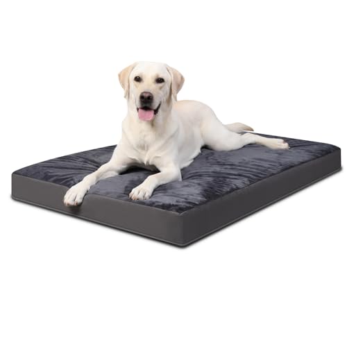 Favodormir Orthopädisches Hundebett Hundekissen Grosse Hunde XXL, mit Waschbar Abnehmbarer Deckel,Outdoor Hundematte Hundekorb Hundematratze für Große Hunde, 119x73x9cm Dunkelgrau von Favodormir