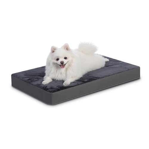 Favodormir Orthopädisches Hundebett Hundekissen Kleine Hunde, mit Waschbar Abnehmbarer Deckel,Outdoor Hundematte Hundekorb Hundematratze, 58x43x7cm Dunkelgrau von Favodormir