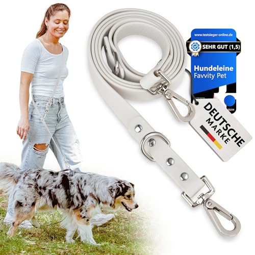FAVVITY PET Hundeleine für Kleine Mittelgroße und Große Hunde - Leicht [Schmutzresistent] Robust | 180 cm verstellbare Leine für deinen Hund (Weiß) von Favvity