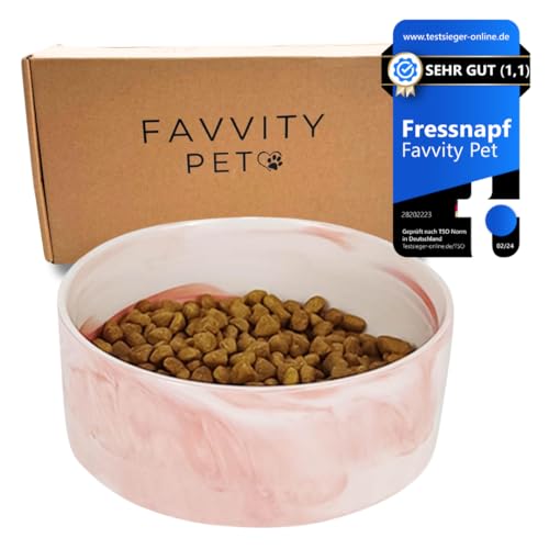 FAVVITY PET Hundenapf Keramik für Kleine und Grosse Hunde - Modern [rutschfest] Spülmaschinengeeignet | Futternapf Fressnapf für deinen Hund (Napf Rosa 400 ml) von Favvity