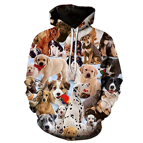 Haustier Hund Pullover 3D Gedruckt Männer Hoodie Casual Sweatshirt Trainingsanzug Unisex Harajuku Streetwear Mode Tops, 1001, L von Faxkjeuls