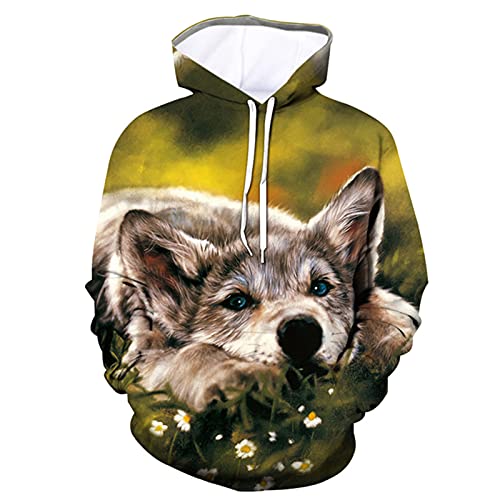 Haustier Hund Pullover 3D Gedruckt Männer Hoodie Casual Sweatshirt Trainingsanzug Unisex Harajuku Streetwear Mode Tops, 1003, XXXXL von Faxkjeuls