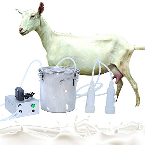 Fayelong 7L Melkmaschine Melker Tragbare Elektrische Melkmaschine Vakuum-Pulsation Mit Milchbehälter Aus Edelstahl 2 Zitzenbechern Schlauch In Lebensmittelqualität Laden/Anschließen (Für Schafe) von Fayelong