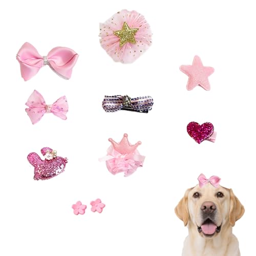 Fayemint 10 Stück Hunde Haarspangen, Home Hunde Haarschmuck, Gemischte Stile Hundehaarschleifen, Hund Schmetterling Haarspange, für Kleine Hunde Katzen Welpen, Rosa von Fayemint