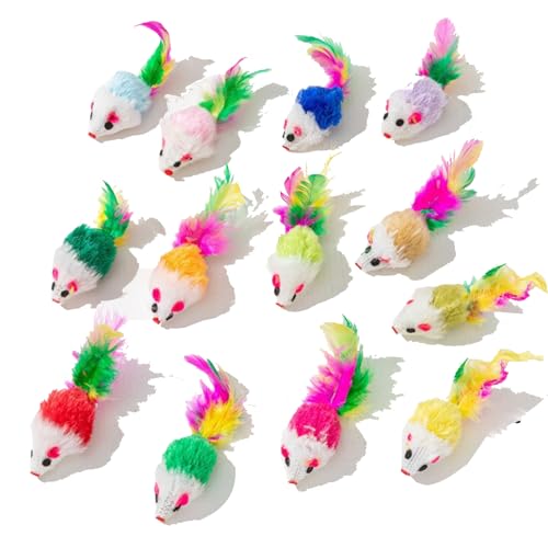 Fayemint 20 Stück Katzenspielzeug Maus, Plüsch Katzenspielzeug, Plüsch Spielzeugmäuse für Katzen, für Katzen zum Zerreißen, Jagen und Interagieren mit ihren Besitzern (Farbe Zufällig) von Fayemint