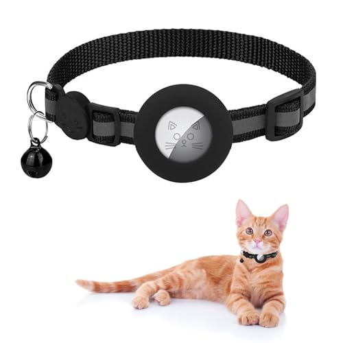 Fayemint Airtag Katzenhalsband mit Glocke, Reflektierend Katzenhalsband, Verstellbares Halsband Katze Schutzhülle, mit Glocke, für Katzen und Kleine Hunde Verschiedener Formen von Fayemint