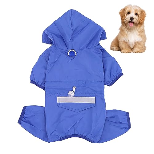 Fayemint Regenmantel für Hunde, Hunde Regenmantel mit Kapuze, Verstellbarer Regenmantel Für Hunde, Einstellbar, für Hunde unterschiedlicher Größe und Form (Blau) von Fayemint
