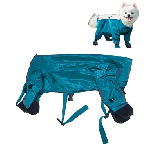 Hunderegenmantel Bauchschutz, Hundebodysuit Wasserdicht, Hunde Anti-Matsch Kleidung für Spaziergang, Kompakt Verstaubar, Leicht zu Reinigen, Waschbar (2XL, Rückenlänge 42cm, 7-8,5kg) von Fayemint