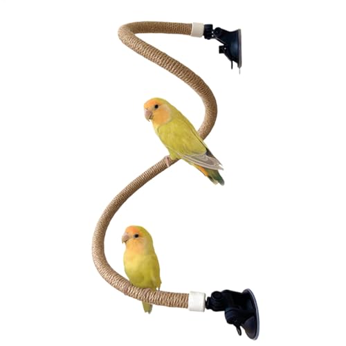Bird Perch Toy, Cup Parakeet Perch, Adjustable Suction Portable Training and Grinding Stick for Small & Medium Birds, Climbing Environment, 39.37 Inches von Fbinys