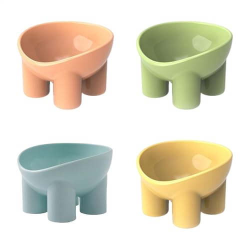 Cat Food Bowl, 4-Piece Elevated Neck Guard Dishes, Elephant Leg Design, Slanted and Non-Slip for Cat and Small Dog Foods, Water Feeding, 5.43x5.28x3.54 inches, 180g von Fbinys