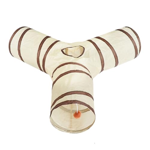 Cats Tunnel - 3 -Wege -Faltbare Spielrohr für Kätzchen, Welpen, Frettchen mit interaktivem Spielzeug für PET -Anreicherung, Bewegung und Stimulation, Schlaf, Langeweile, 25,59 x 25,59 x 9,84 Zoll von Fbinys