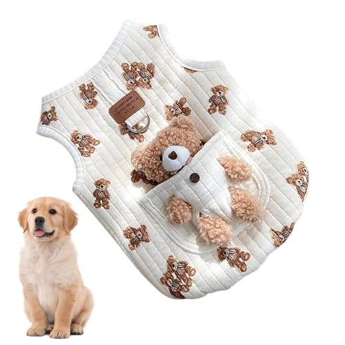 Dog Cold Weather Coats, Windproof Pet Coats, Dog Vest Coat with Harness Hole, Cat Jacket for Winter, Soft Lining Pet Clothes, Bear Design Dog Jacket, Cotton Coat for Dogs, Warm Puppy Winter Jacket von Fbinys