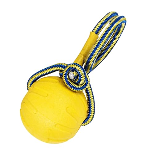 Fbinys Dog Chew Ball, Indestructible Training Chewing Ball with Handle, Interactive Pet Teething Toy for Boredom, Sturdy Puppy Chew Knots, 19.69x2.76x2.76 inches, 92g, Yellow von Fbinys