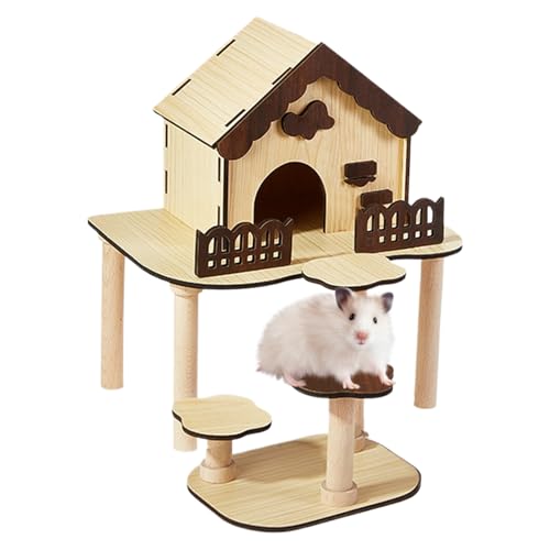 Hamster House, Wooden Enclosure Tunnel, Bed Habitat Climber, Cage Playground Landscape Structure, Indoor Nesting Breeding Shelter, Small Pet Sleeping Exploration Decoration, 400g von Fbinys