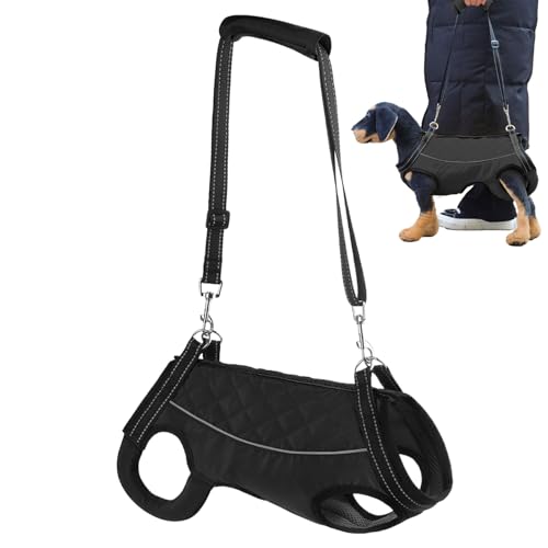 Hundegeschirr Reflektierendes Hebegeschirr Bequem Rehabilitation Training Hilfsgurt für Schwache Hinterbeine Behinderte Haustiere Senior Dog Support Schwarz Oxford Tuch von Fbinys