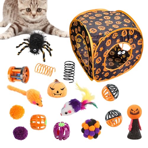 Kitten Toys for Indoor Kittens - Halloween-Themed Catnip Toy Set, Cat Toy, Feather Toys, and Cat Play Tunnel for Small Pets, Rabbits, and Kittens - Fun and Engaging Playtime von Fbinys