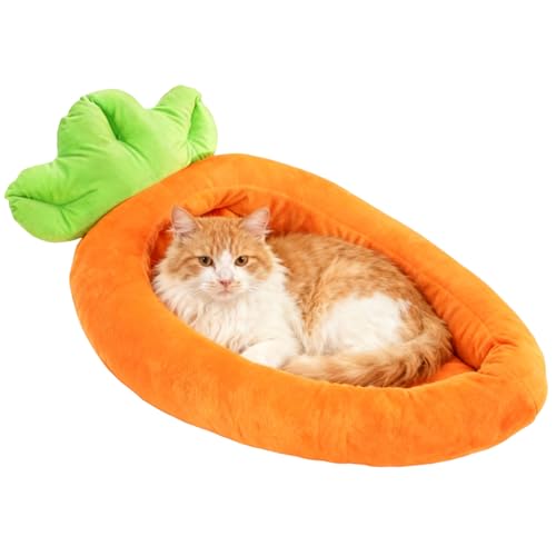 Kleines Katzenbett - Plüsch -Karottennest für weiche Komfort, waschbarer und gemütliches Schlafpad mit abnehmbarem Kissen, Haustierbett für Katzen, Kätzchen, Hunde, Wohnung, Schlafzimmer, 15 Zo von Fbinys
