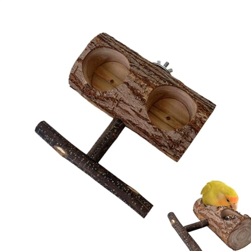 Parakeet Feeder, Dispenser, Perch Natural Double Slot with Claw Grinding Pole for Parakeets, Conures & Small Birds Bird Feeder, 5.91x5.51x2.56 Inches von Fbinys